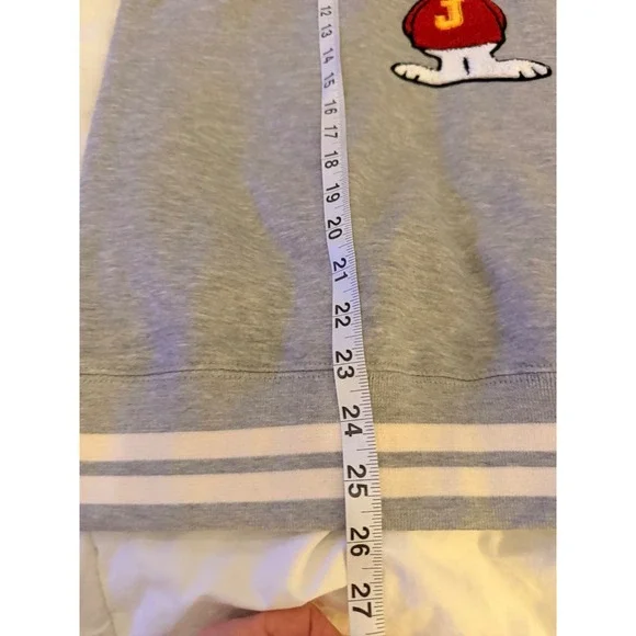 Peanuts Snoopy Varsity Sweatshirt Gray Embroidered Graphic Pullover Small‎ - Picture 6 of 6